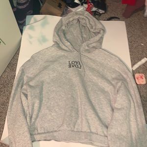 Never worn |love| cropped hoodie (Light grey)